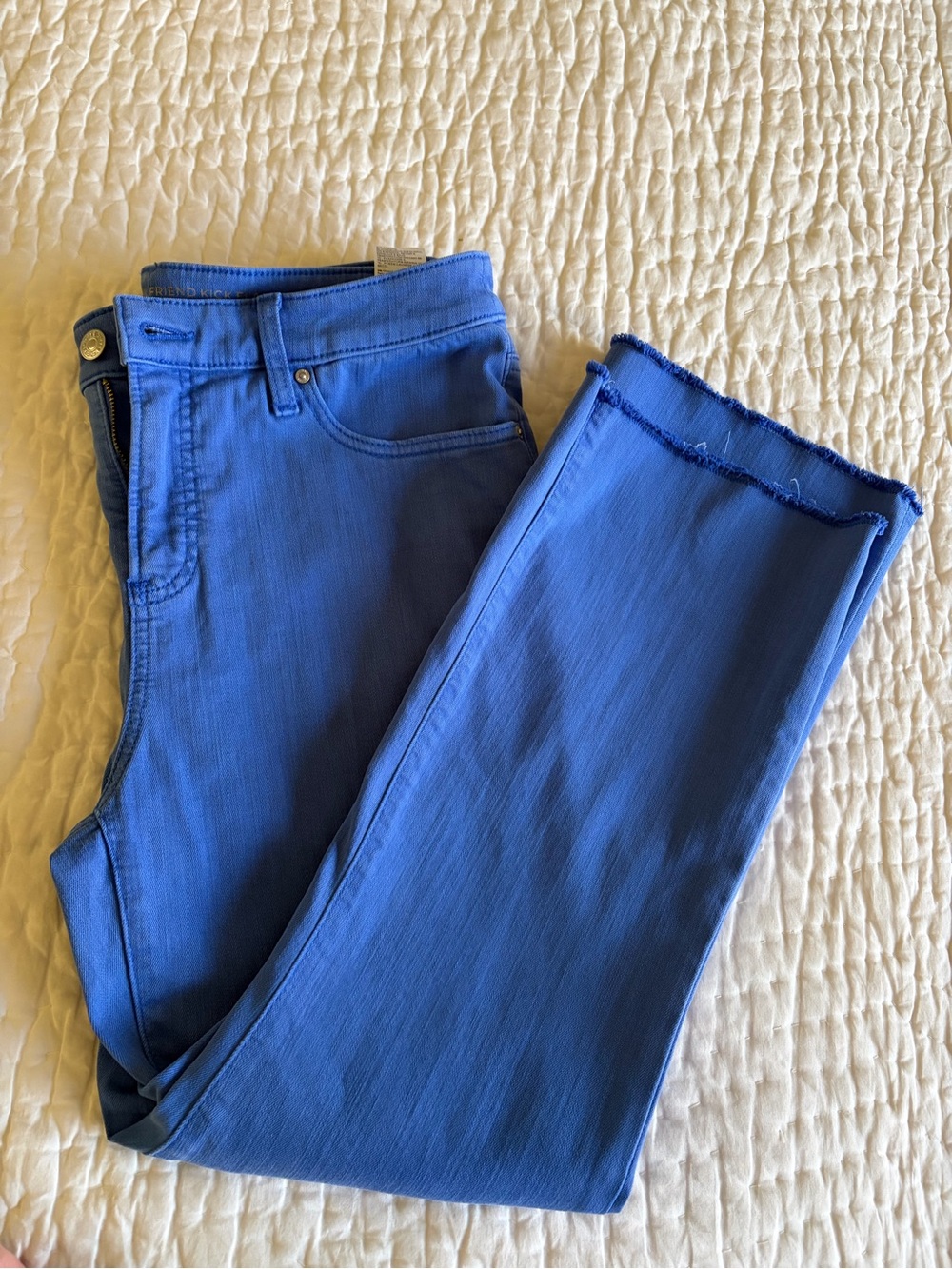 Chico's Cerulean Blue Cropped Frayed-Hem Jeans